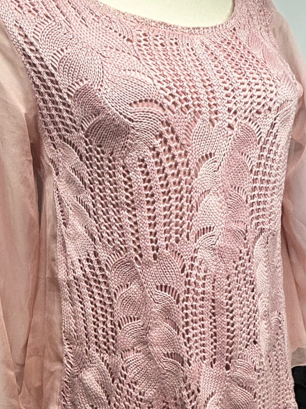 CLEO Crochet Lace Layered Tunic Blouse EXTREMELY SOFT LINING Adjustable Sleeves - Picture 4 of 10